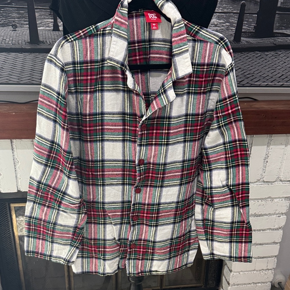 Macy’s Family Pajamas Set Men's Plaid White, Red, Green 100% cotton Large